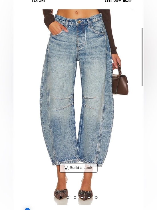 Free People Denim - We The Free Good Luck Mid Rise Barrel Jeans in Ultra Light Beam Sz 27